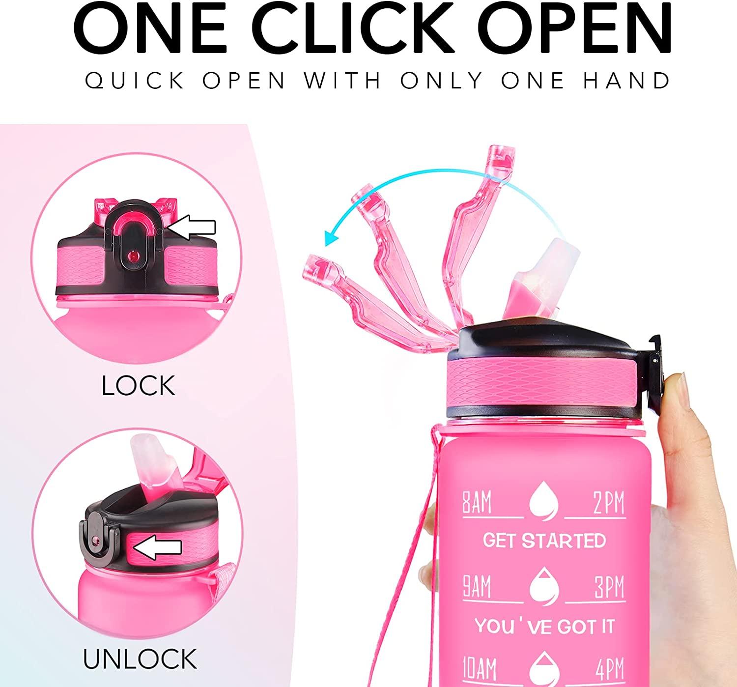 Water Bottle with Straw 32 Oz Time Marker to Inspire You Drink More Water