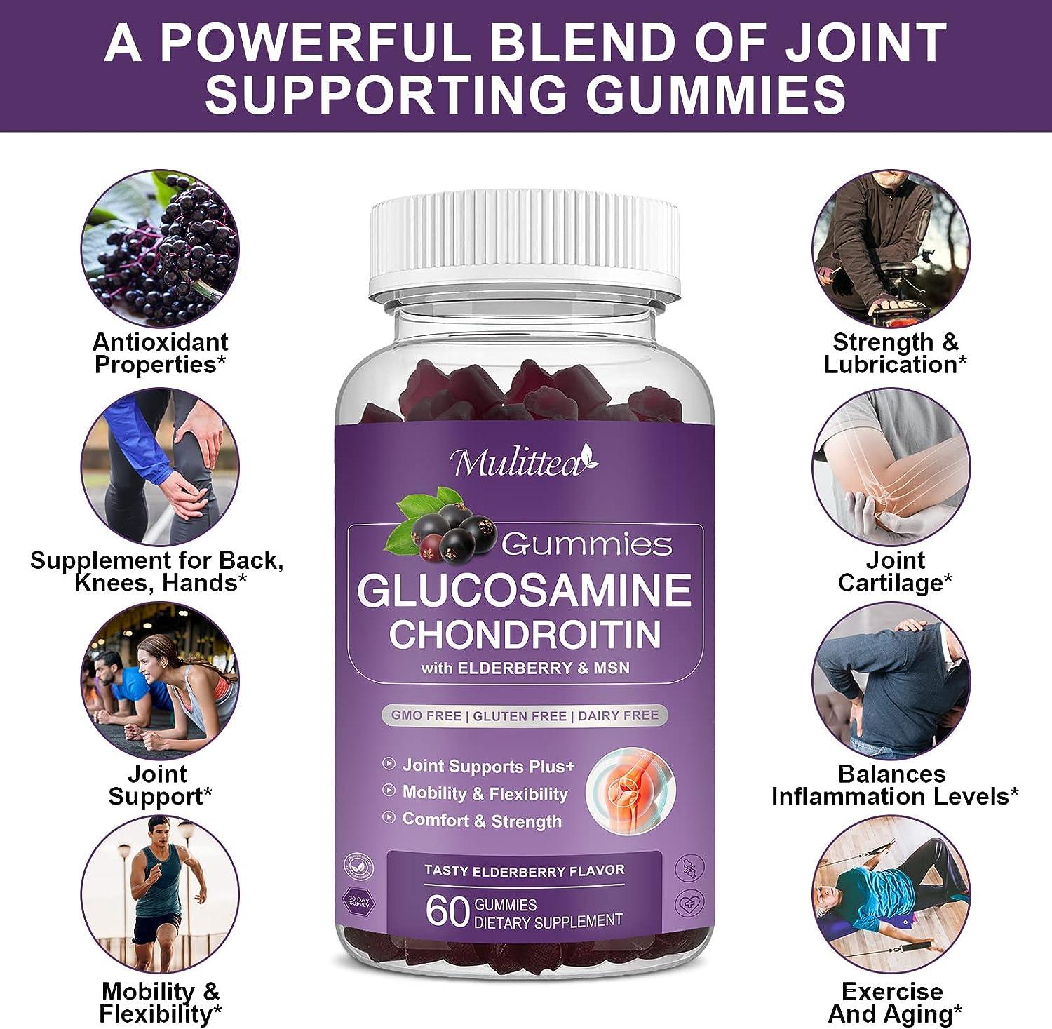 Multitea Glucosamine Chondroitin Gummies Extra Strength Joint Support with MSM & Elderberry