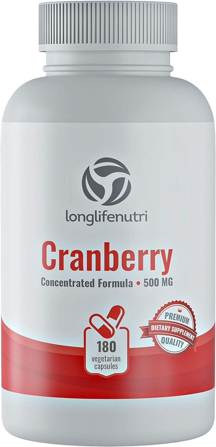 Cranberry 500mg Vegetarian Capsules UTI Support Pure Fruit Extract 25,000mg with Vitamin C
