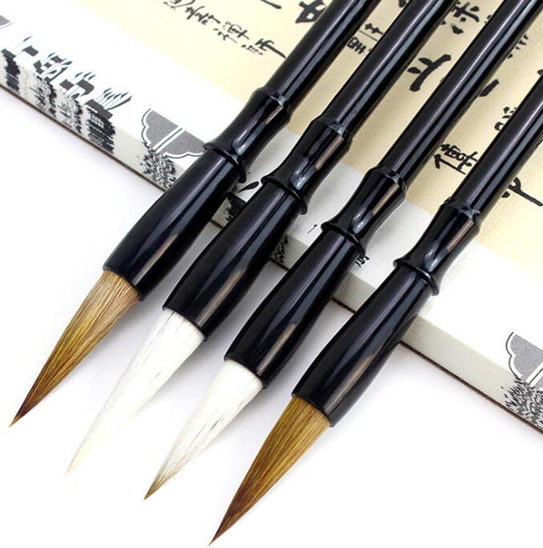 HorBous 10 PCS Chinese Calligraphy Set Inkstone + Writing and Painting  Brush + Ink Block + Seal + Inkpad + Pen Rack + Water Bowl (Basic)