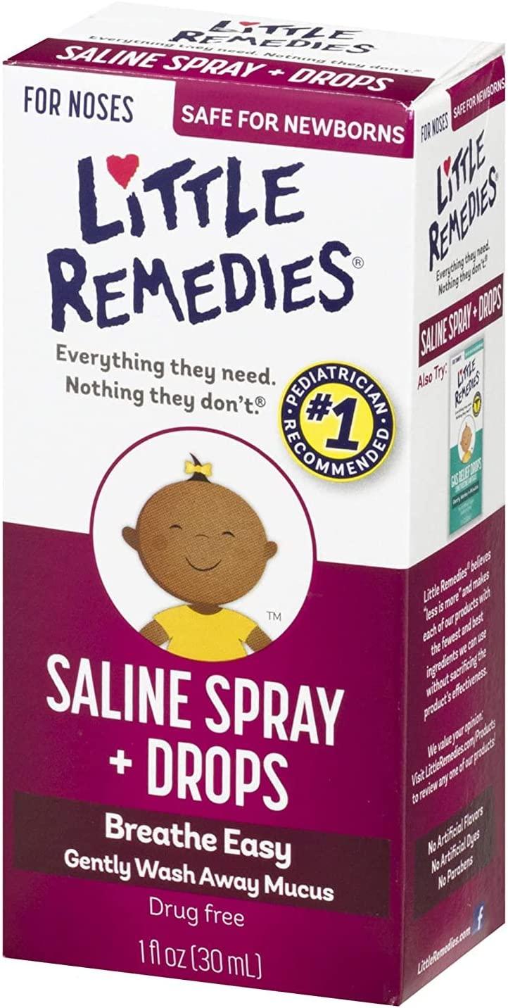 Little Remedies Little Noses Saline SprayDrops 1 fl oz Pack of 2 Gentle Nasal Relief for Babies