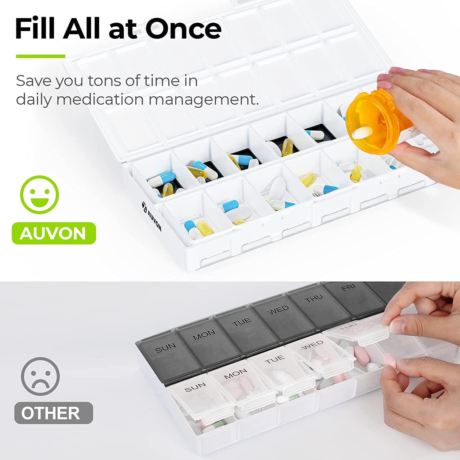 AUVON Metal Weekly Pill Organizer With Slide Design - View #10
