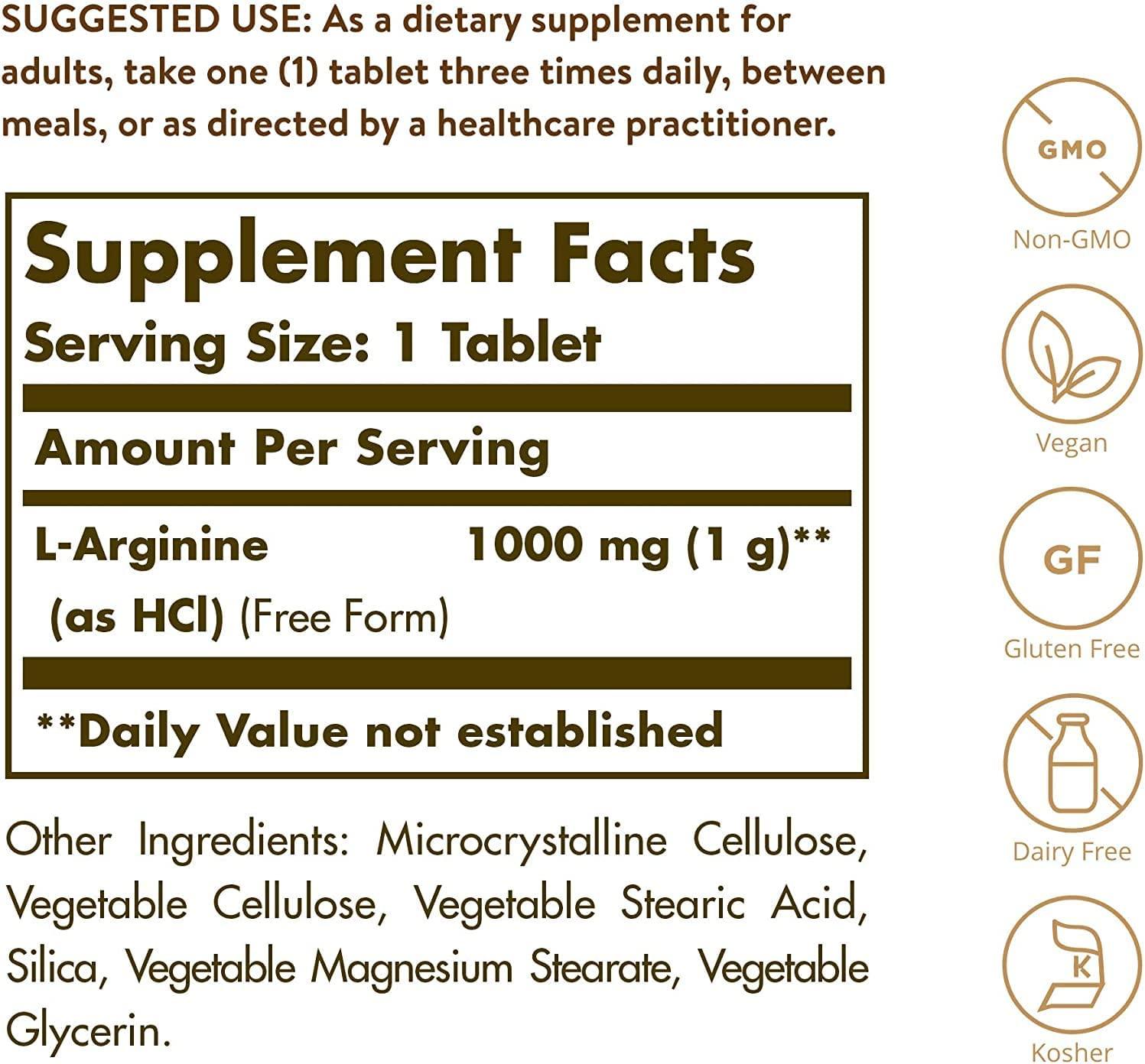 Solgar LArginine Free Form 1000 mg 90 Tablets