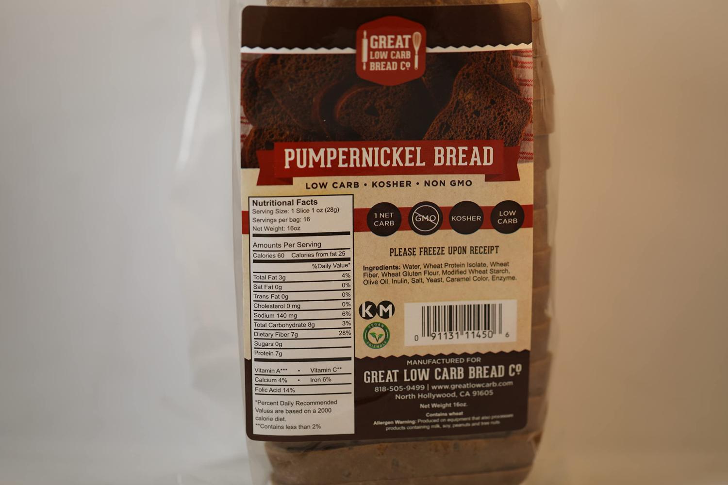 Great Low Carb Bread Co. Pumpernickel Bread 3 Bags