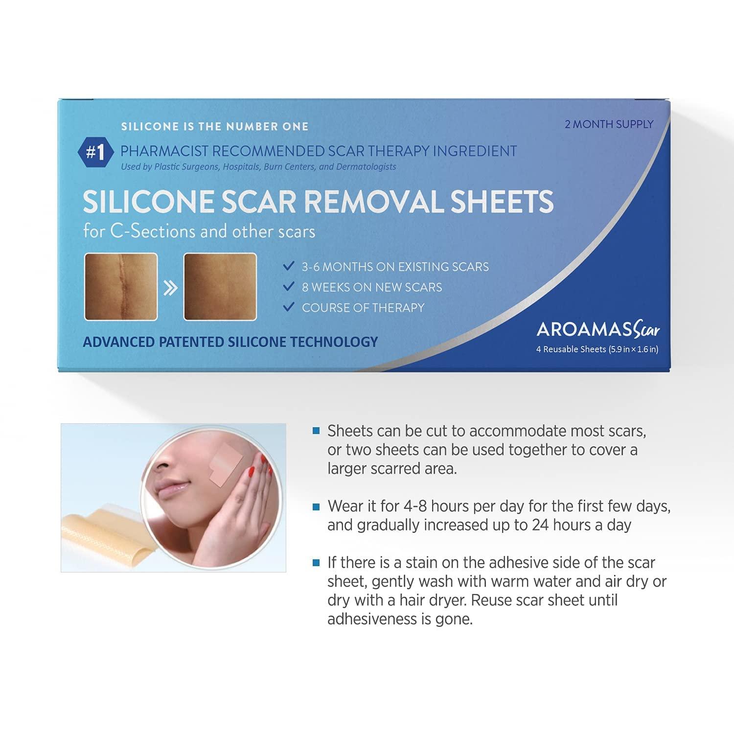 Aroamas Silicone Scar Removal Sheets 4 pcs White Professional, Drug