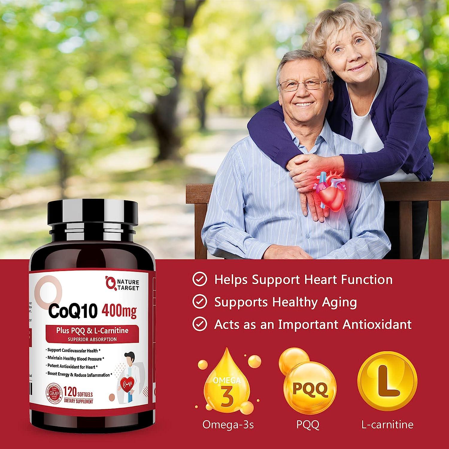Nature Target CoQ10400mg with PQQ, LCarnitine & Omega3s High