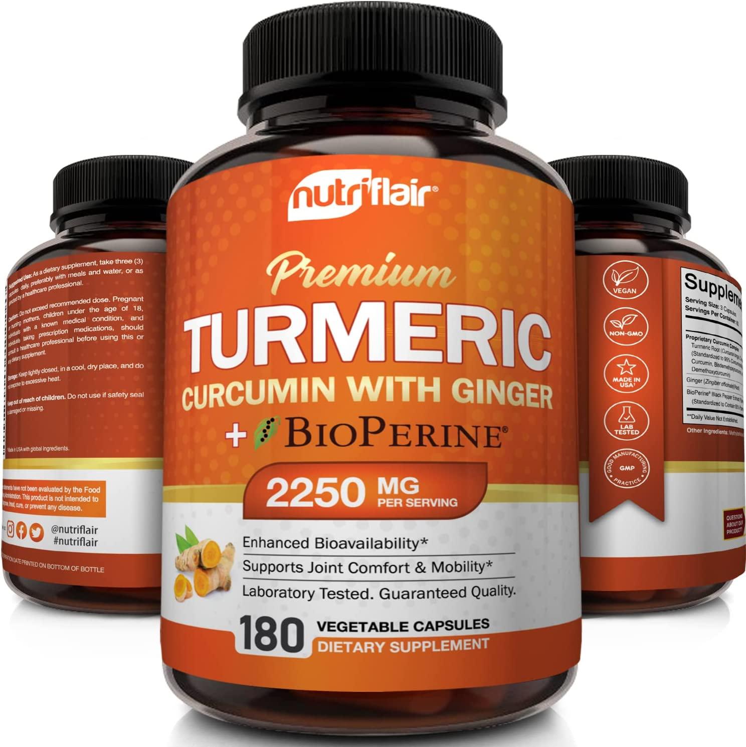 Turmeric Curcumin with Ginger, BioPerine & Black Pepper Supplement