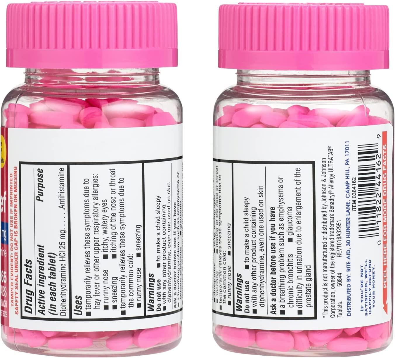Rite Aid Allergy Relief 365 Minitabs Diphenhydramine HCI 25mg