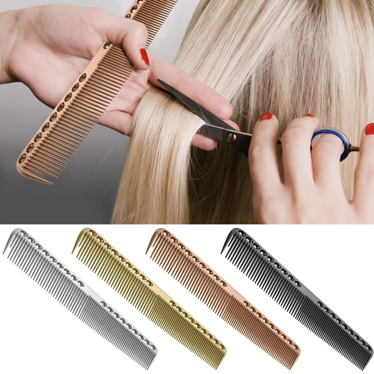 Metal Comb 2 Pcs Professional Aluminum Barber Comb Set Fine Tooth Comb Hair Styling Comb Anti