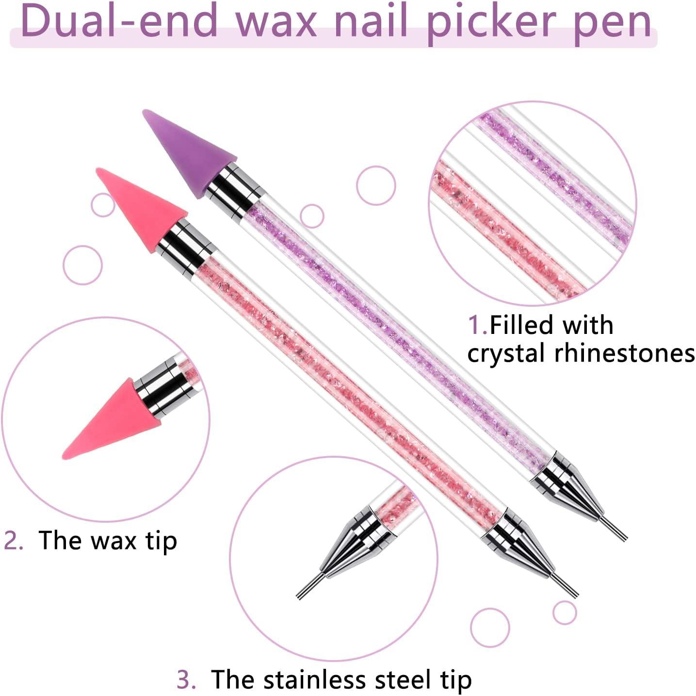 2 Pack Rhinestone Picker Dotting Pen Dual-Ended Diamond Painting Wax Pencil  Gems Crystals Picker Pen