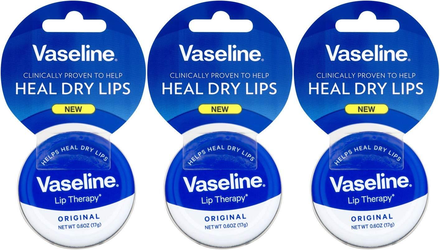 Vaseline Therapy Lip Balm Tin, Original, 0.6 Ounce (Pack of 3)