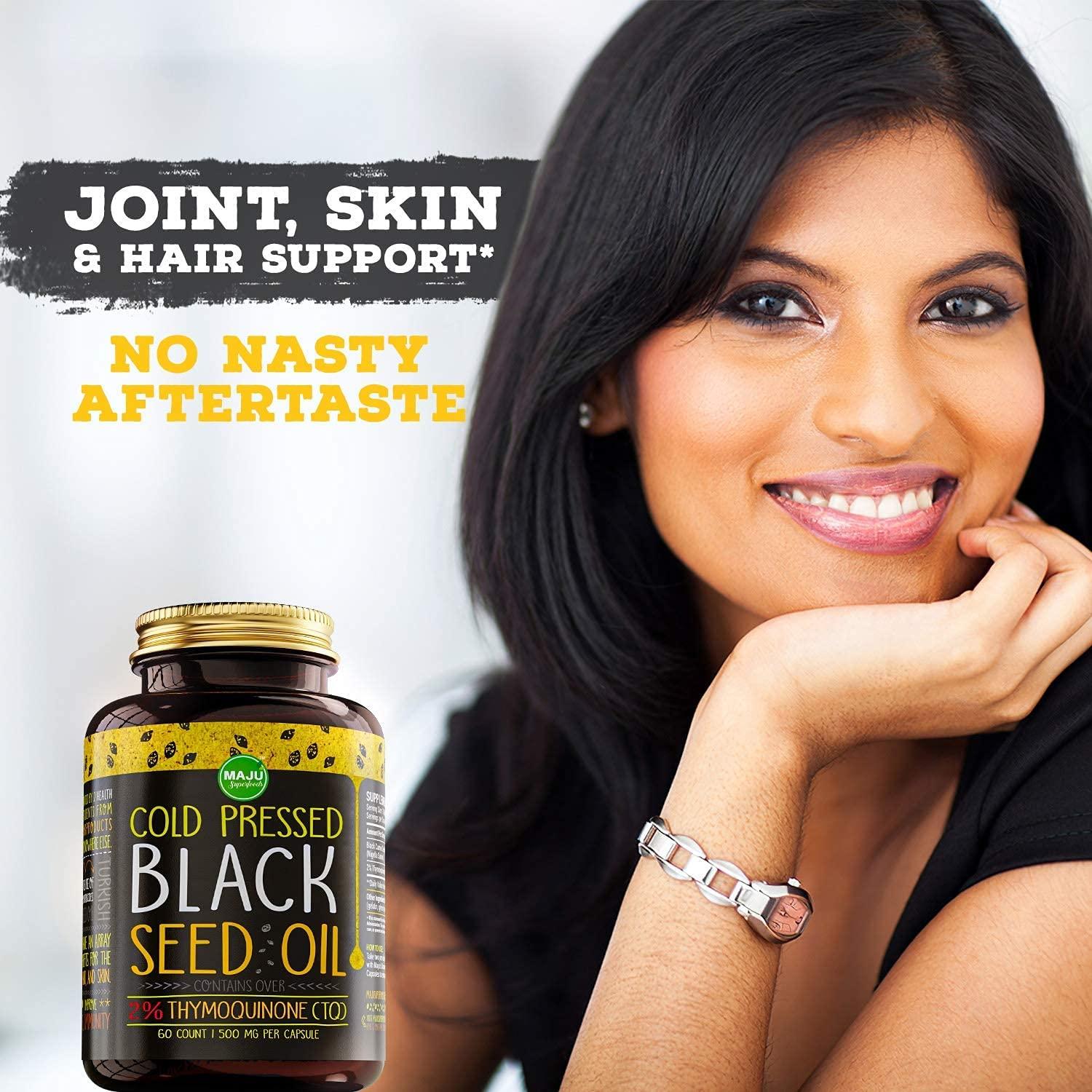 Maju Black Seed Oil Capsules 2 Thymoquinone, Cold Pressed, Organic