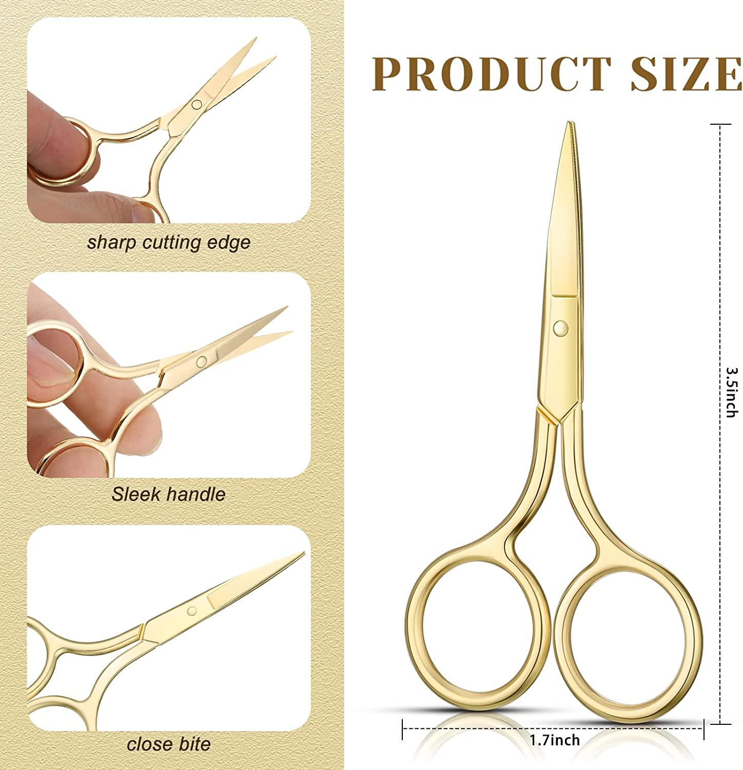 5 Pieces Small Straight Tip Nose Hair Scissor for Grooming, Stainless Steel  Multi-Purpose Beauty Grooming Scissors for Facial Hair Removal and Hair  Mustache Beard Eyebrows Ear Nose Trimming (Gold)