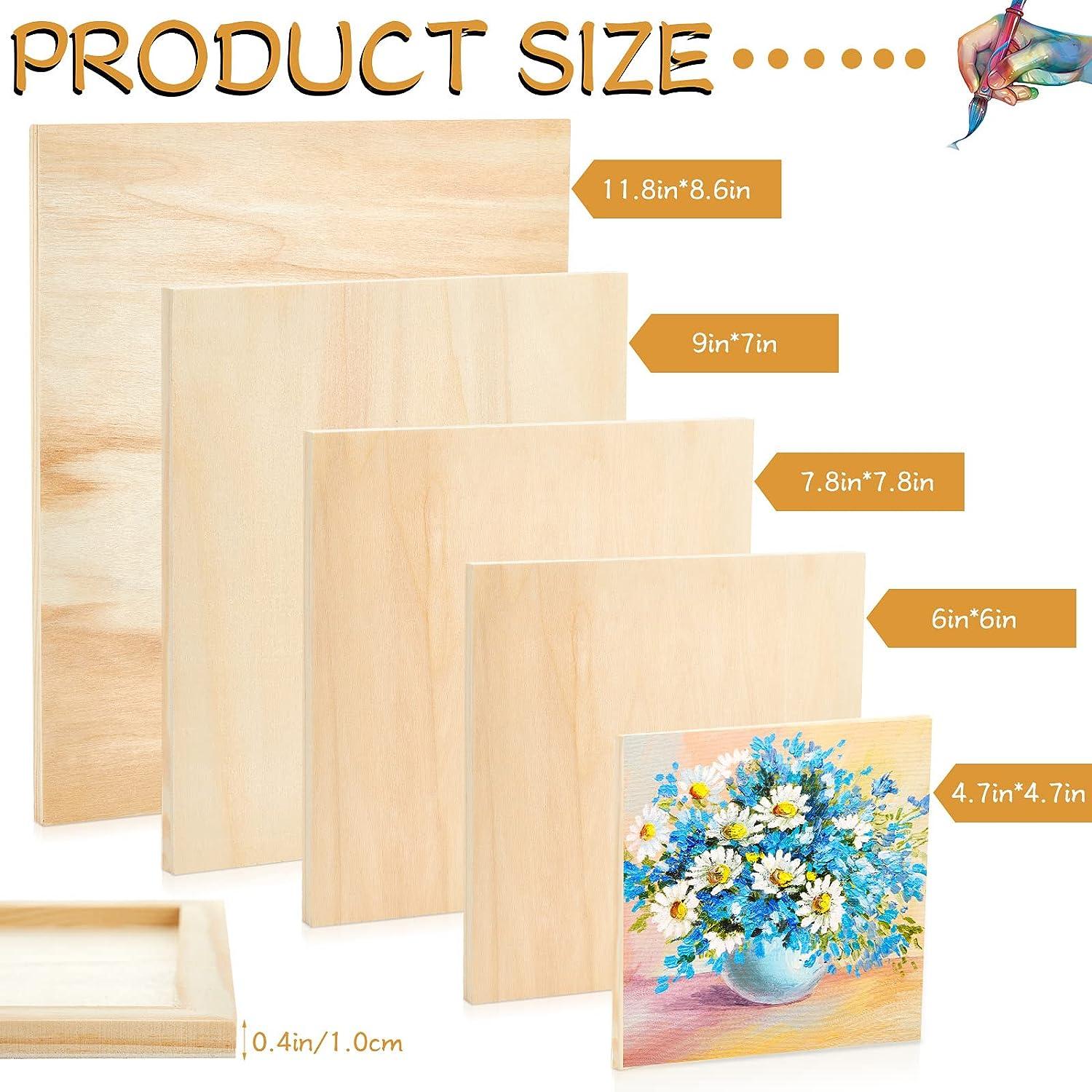 30 Pcs 5 Sizes Wood Canvas Boards Unfinished Wooden Panel Boards