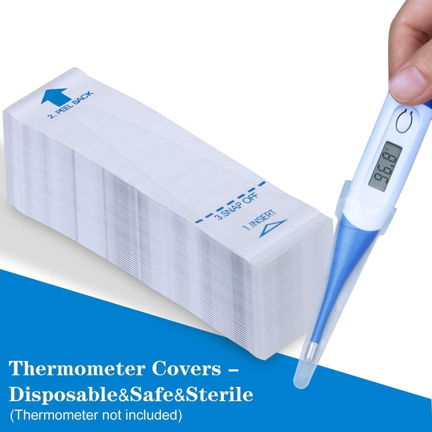 100 Pack Disposable Oral Thermometer Covers for Adults & Kids