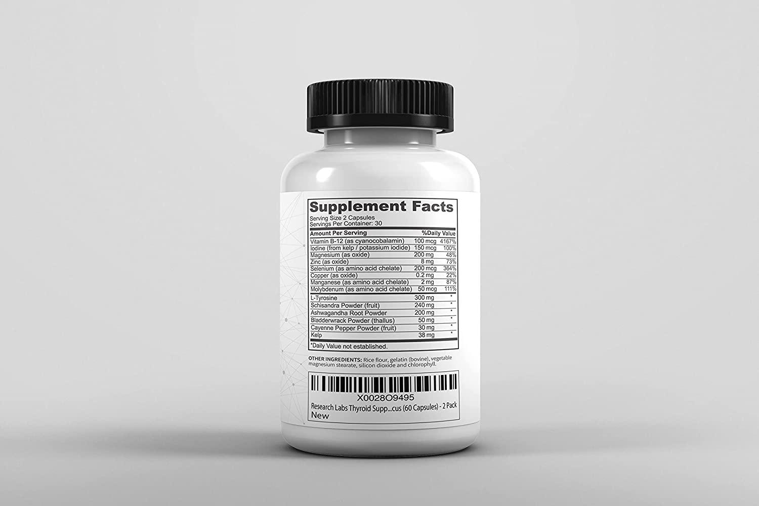 2 Pack Thyroid Support + Iodine Supplement Boost Energy & Metabolism