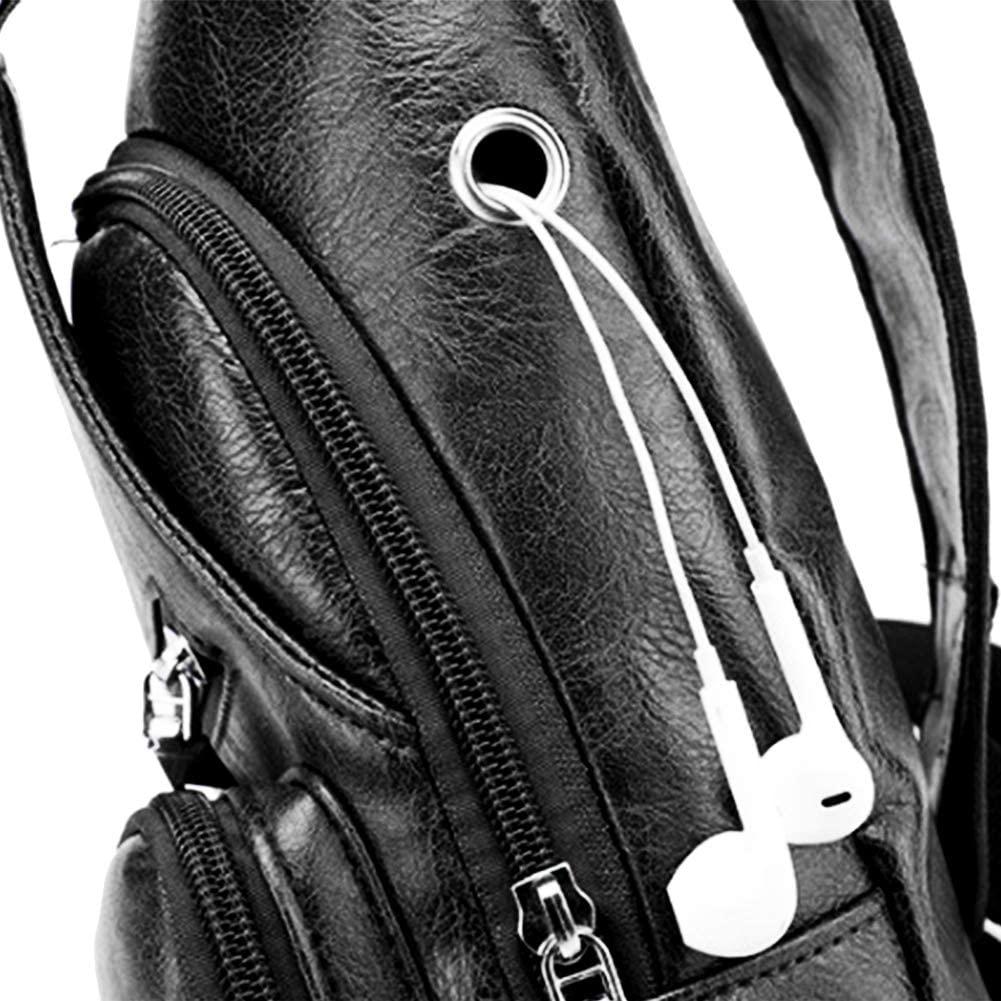Men's Leather Sling Bag,Chest Shoulder Daypack Waterproof