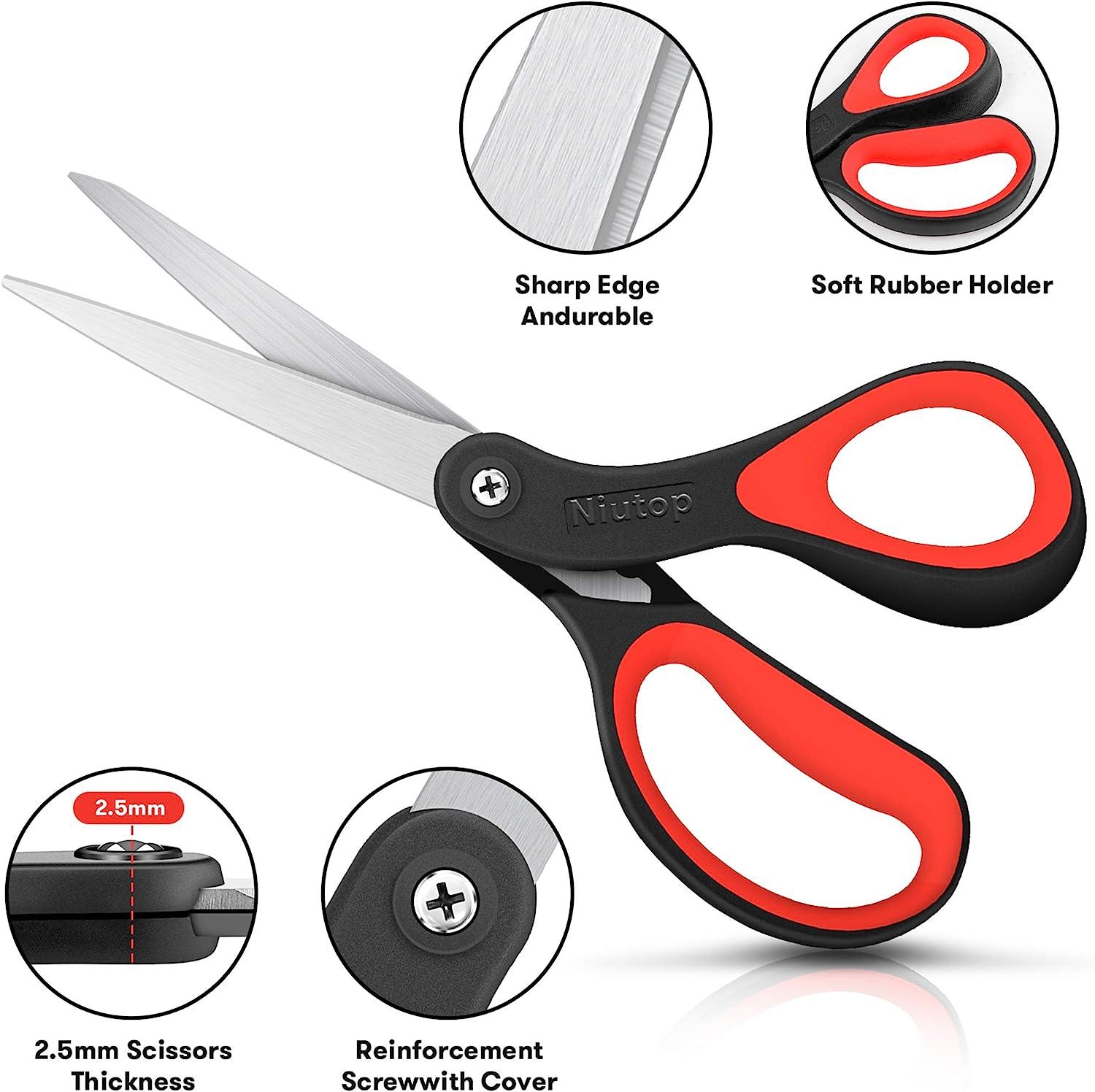Extra Sharp Black-Bladed Scissors Multi-Purpose Shears, For Fabric Leather,  Home & Office, Art & School, Household, Children's Scissors