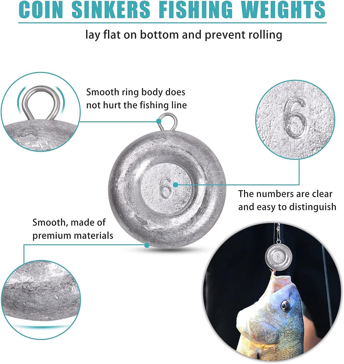 Fishing Weights Saltwater Disc Sinker Coin Sinkers for Drifting Trolling  Catfishing Saltwater Tackle Fishing Sinkers 1oz 2oz 3oz 4oz 5oz 6oz 8oz  1oz-8pcs