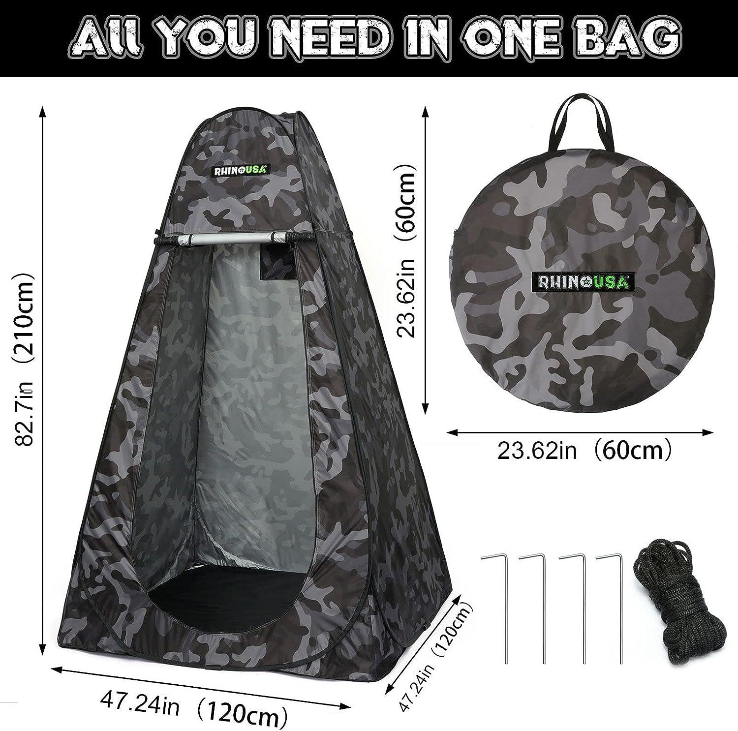 Rhino USA Portable Pop Up Privacy Changing Tent - Ultimate Outdoor Camping  Shower, Camp Toilet, Rain Shelter for Beach and Camping - Lightweight and  Sturdy, Instant Setup While On-The-Go CAMO