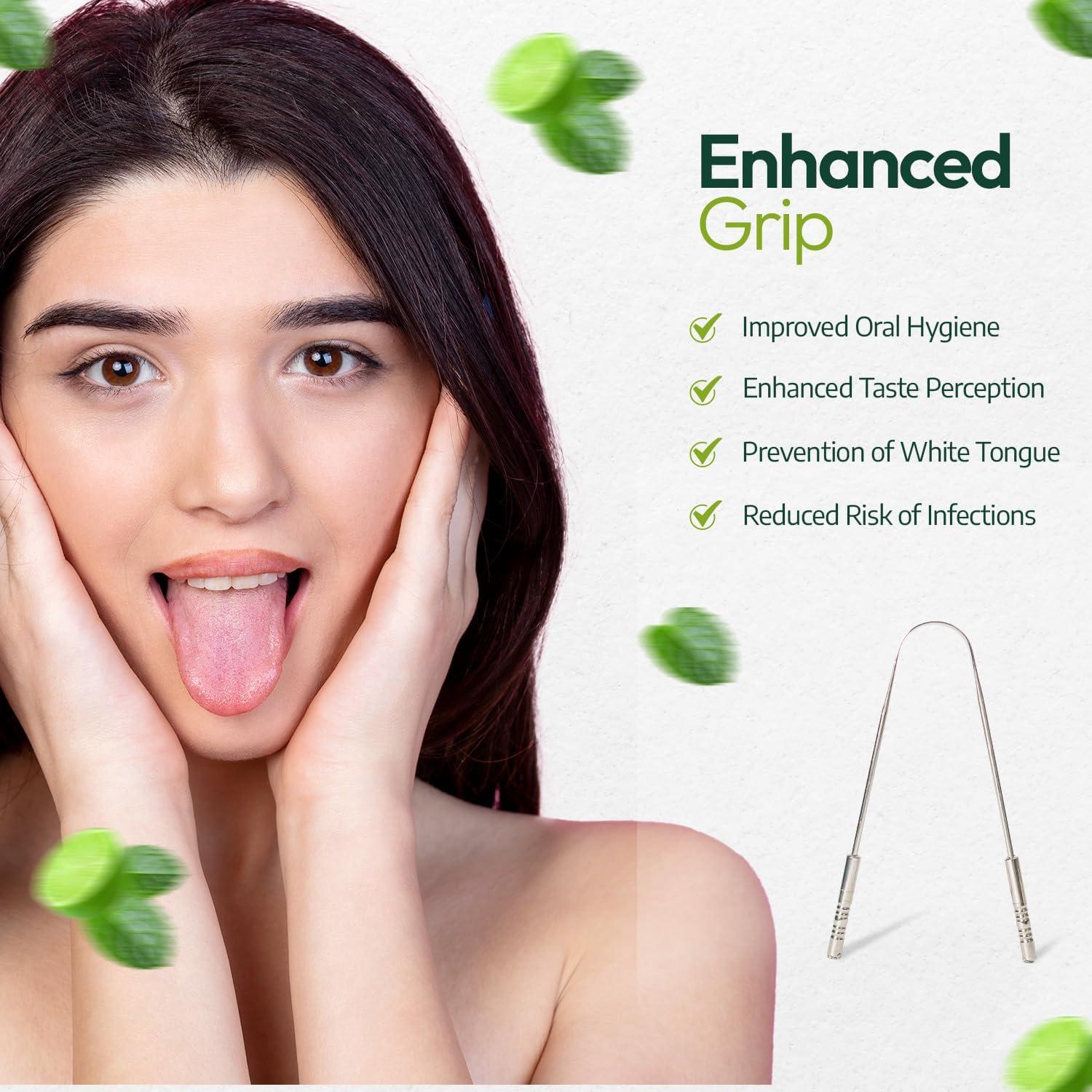 Metal Tongue Scraper Stainless Steel Tongue Cleaner Tool for Fresh Breath UShaped Travel