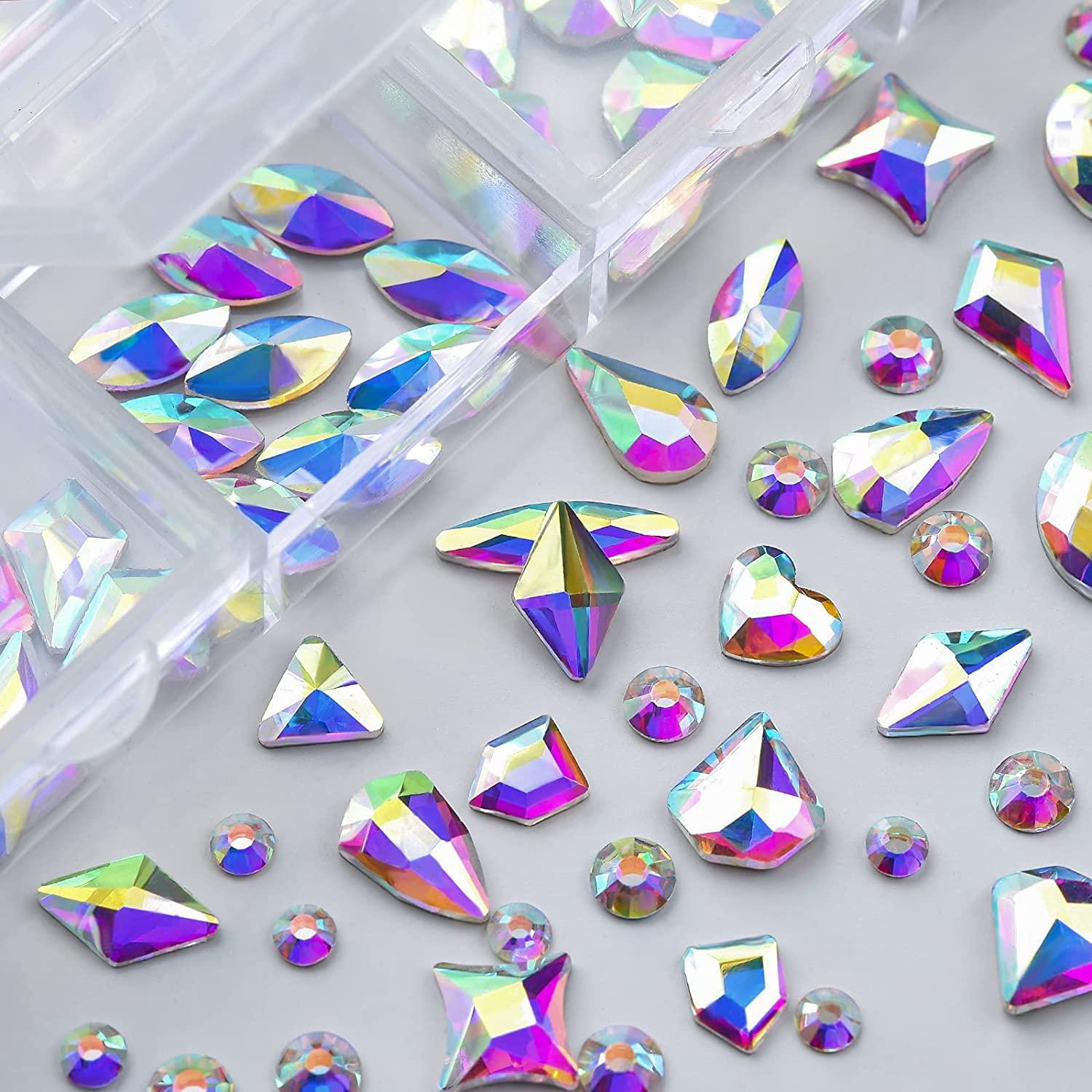 Multi Shapes 3D Glass AB Crystal Nail Art Rhinestones Kit with Flatback  Round Bead Charm Gem Stone Jewelry Diamond with Pickup Pen + Tweezer for