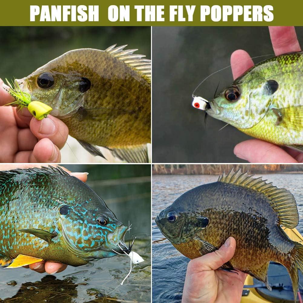 XFISHMAN Popper-Flies-for-Fly-Fishing-Topwater-Bass-Panfish-Bluegill Poppers  Flies Bugs Lures Panfish Popper kit 10 pcs