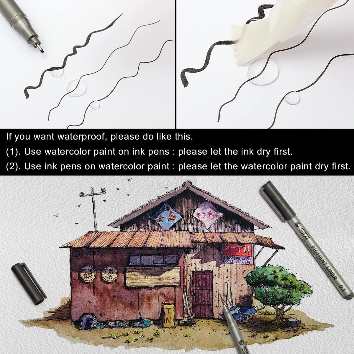 Waterproof STA Art Markers brush pen office student School Painting Line  Drawing Black fine sketch Pens