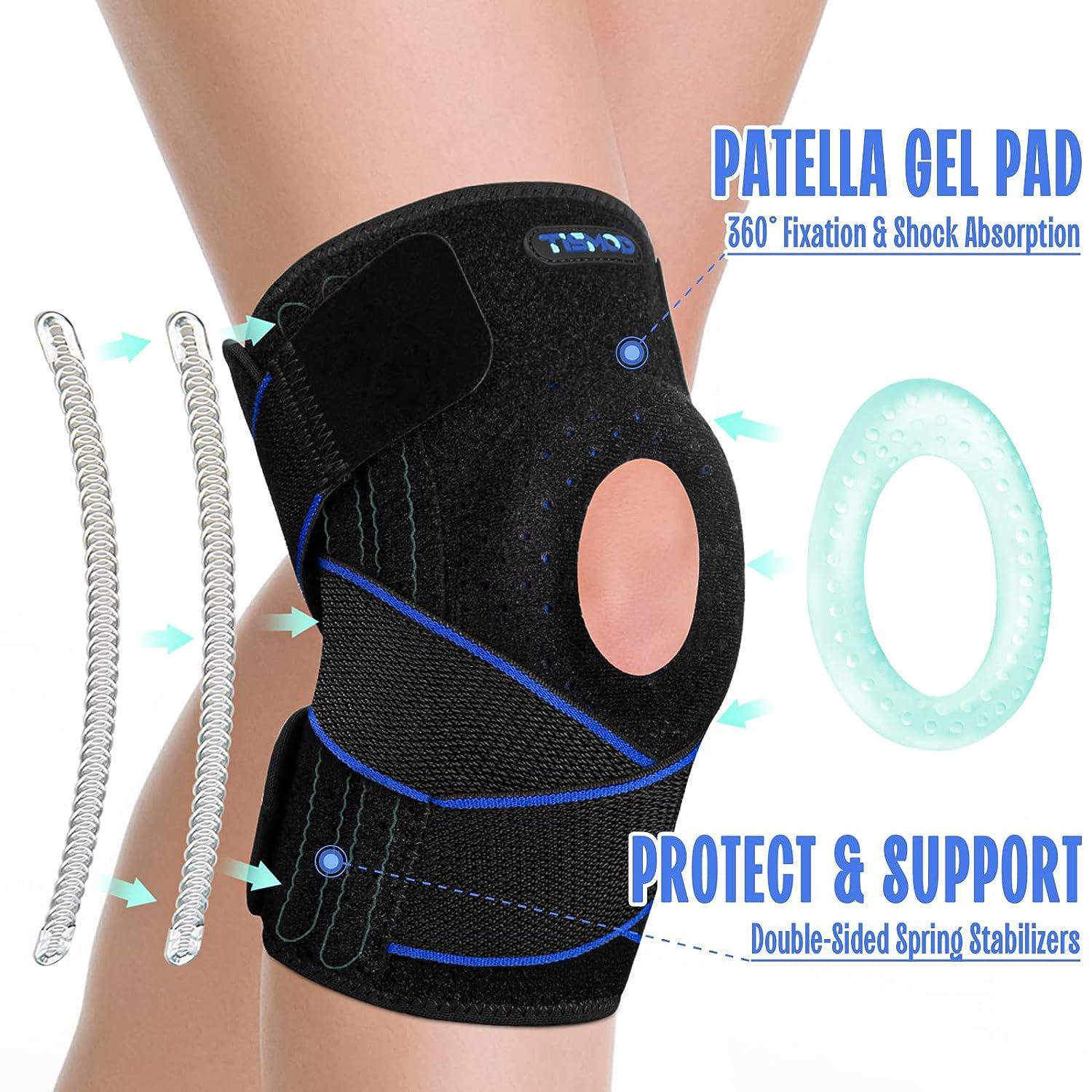 TISMOD Knee Brace with Patella Gel Pad & Side Stabilizers for Men/Women  Adjustable Knee Support for Meniscus Tear Arthritis Joint Pain Injury  Recovery S/M Blue&Black