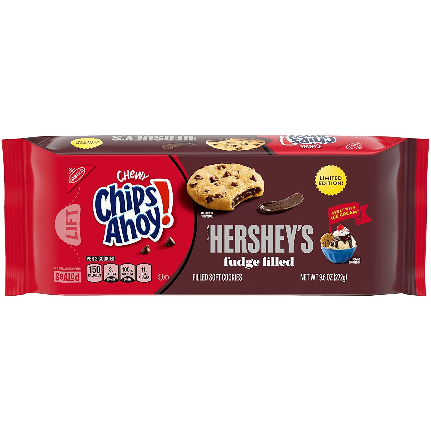 CHIPS AHOY! Chewy Hershey's Fudge Filled Soft Cookies, 9.6 oz Chocolate