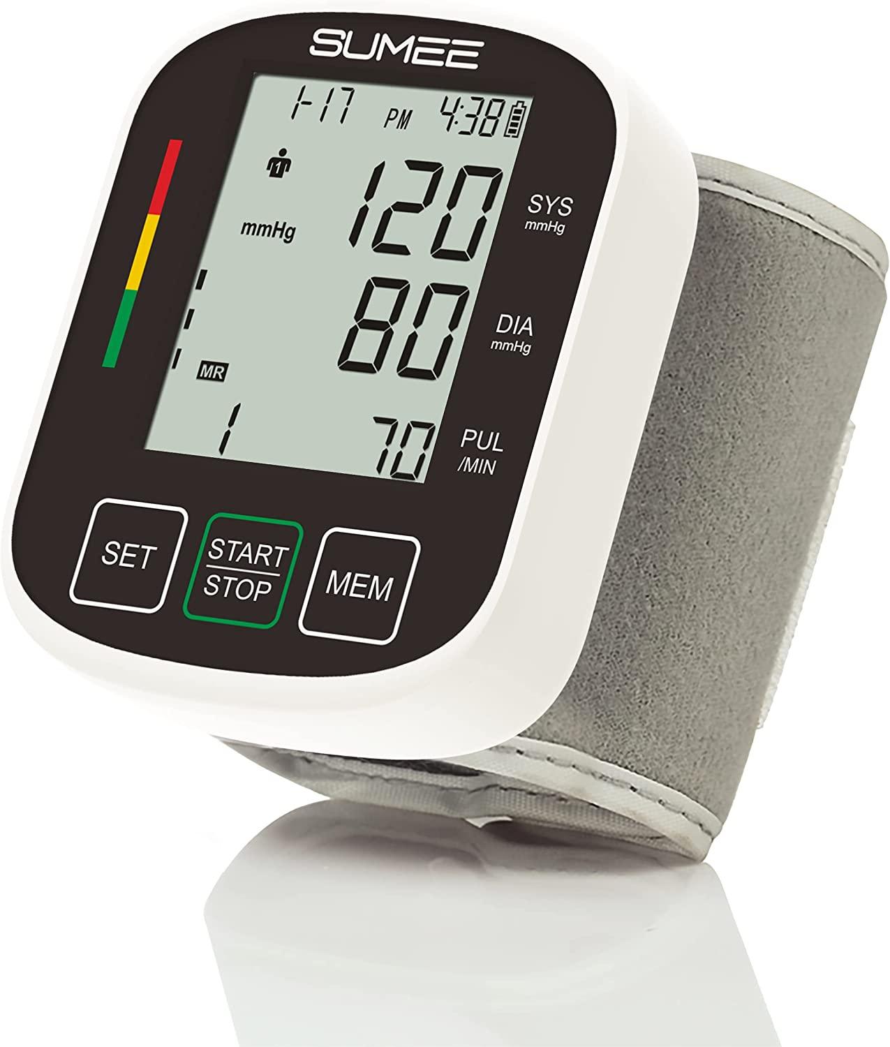 Automatic Wrist Blood Pressure Monitor: Adjustable Cuff + 2AAA Battery and  Storage Case - Irregular Heartbeat Detector & 198 Readings Memory Function  & Large LCD Screen