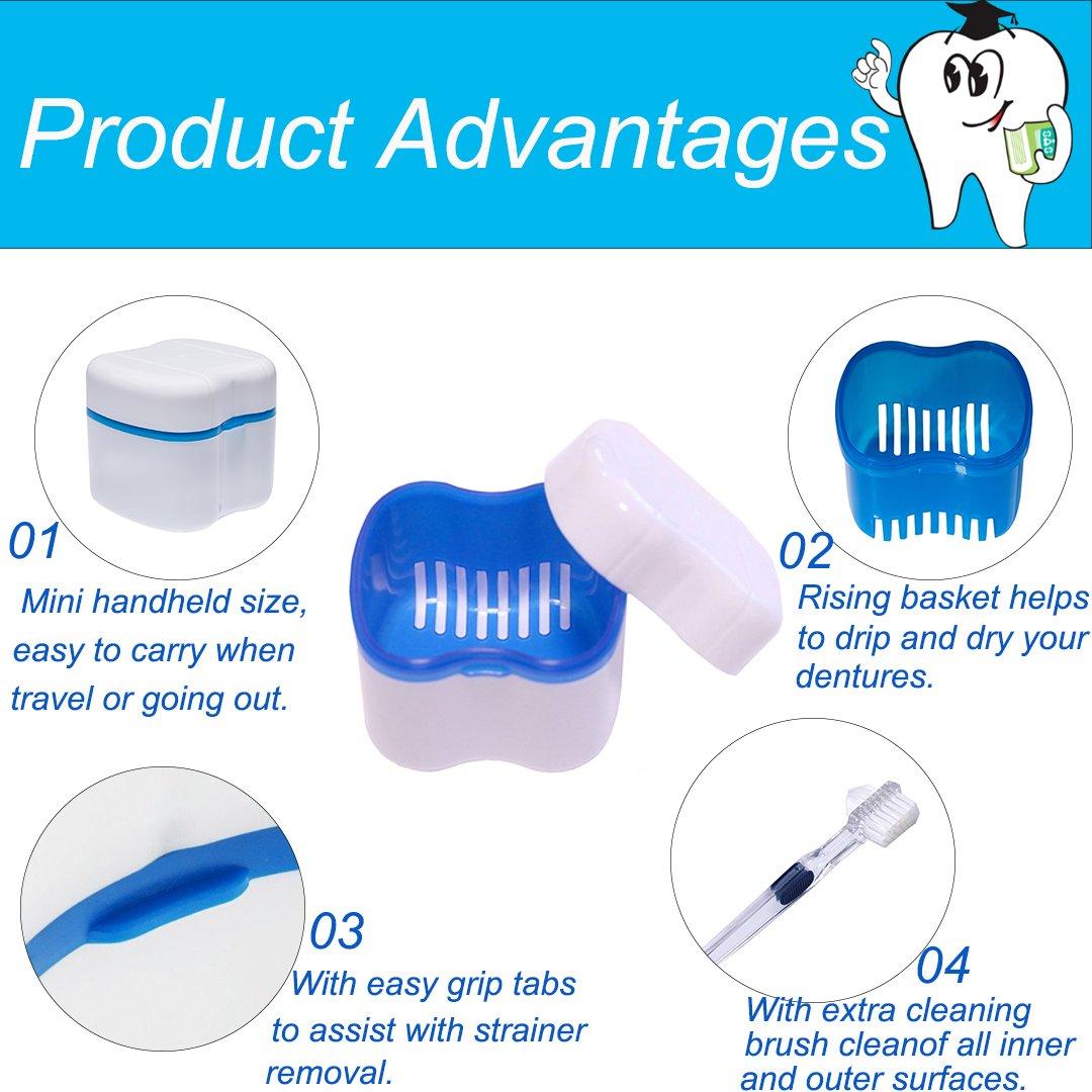 Bearals Denture Box, Denture Cup, Denture Case with Brush, Denture Bath