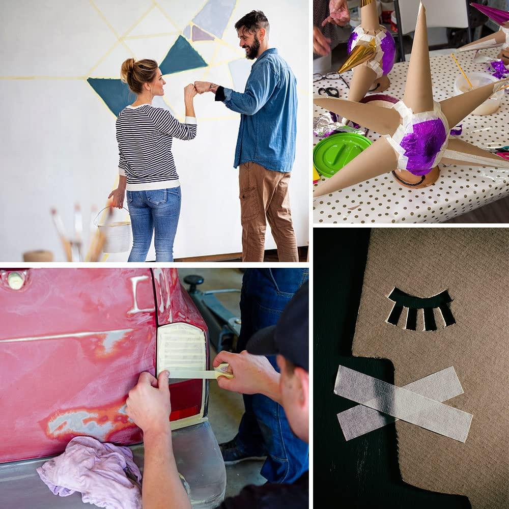 Masking Tape 2 Rolls 1 inch x 55yds. Wide Masking Tape for Safe Wall