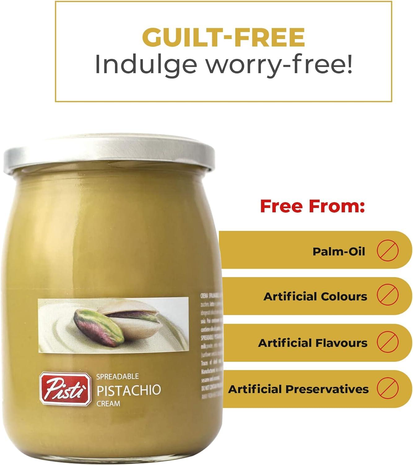 Pisti Sicilian Pistachio Cream Spread Creamy Spreadable Versatile Paste No Palm Oil or