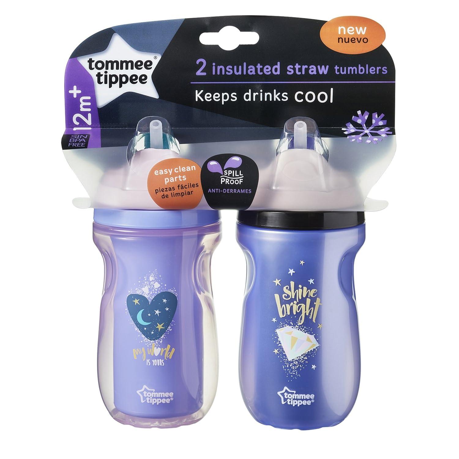 Tommee Tippee Insulated Toddler Straw Sippy Cup, 9-Ounce, 12+ Months – 2  Count (Colors Will Vary)