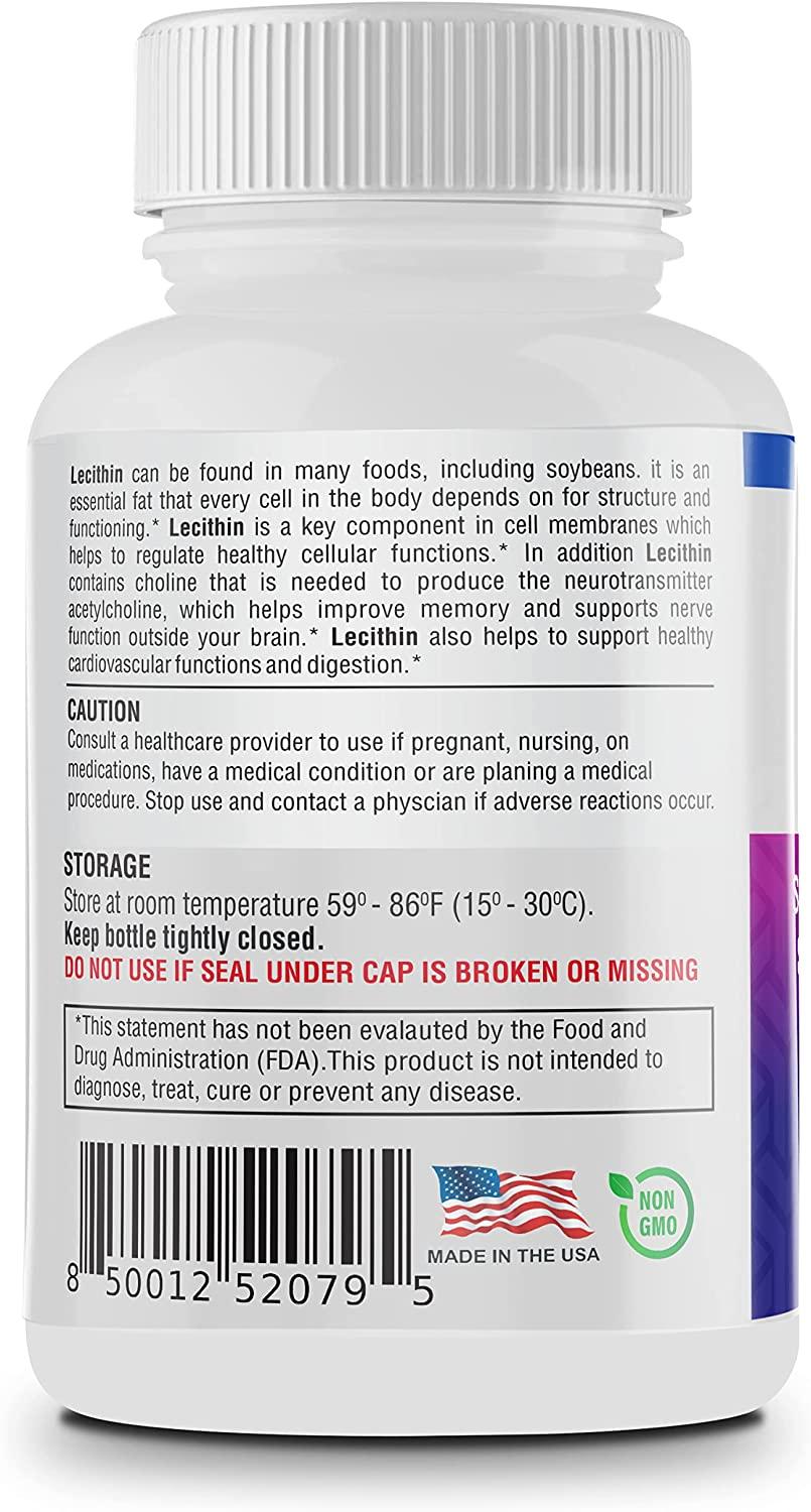 Safrel Lecithin 1200mg Softgels (240 Count) High Potency Non GMO