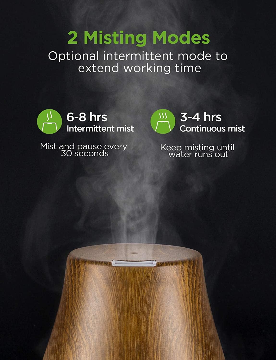 InnoGear Essential Oil Diffuser, Upgraded Diffusers for Essential Oils  Aromatherapy Diffuser Cool Mist Humidifier with 7 Colors Lights 2 Mist Mode  Waterless Auto Off for Home Office Room, Bronze