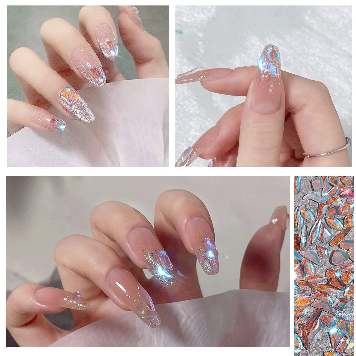 HINABTRU Clear Crystal Rhinestones for Nail Art-Silver Nail Gems Small  Glass Diamonds Stone Flatback-Nail Crystals for Acrylic Nails-Nail Bling  Charms