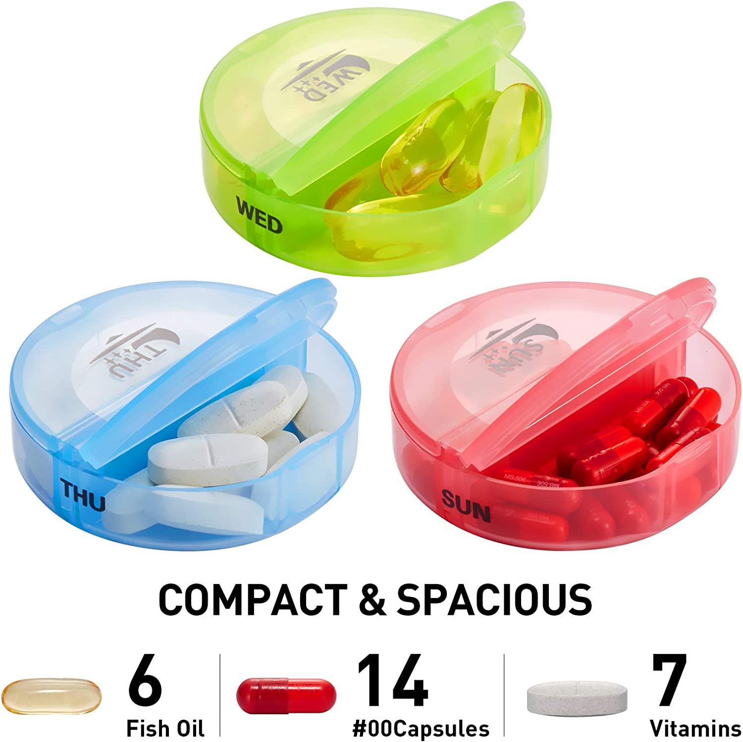 Weekly Pill Organizer 2 Times a Day, Large 7 Day Pill Box with PU Case