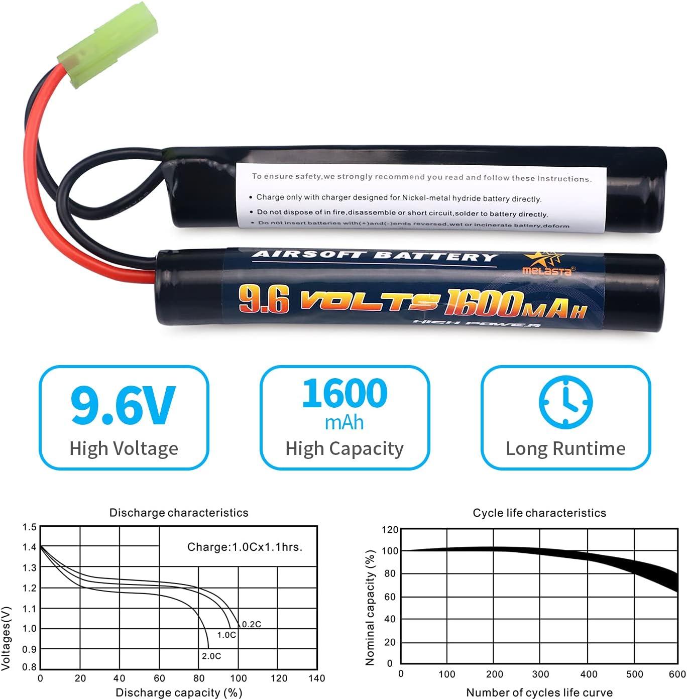 2pack 2/3a 8.4v Airsoft Battery 1600mah Nimh Butterfly Nunchuck