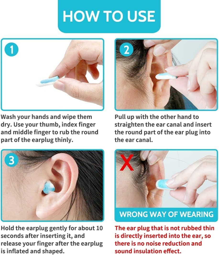 Soft Foam Earplugs 60 Pairs, 38dB SNR Comfortable Ear Plugs for