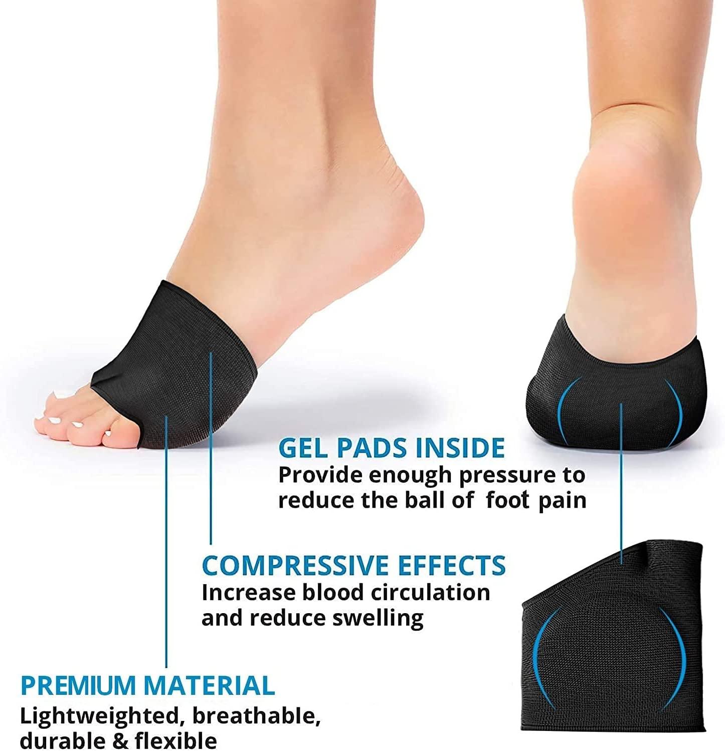 Metatarsal Sleeve with Gel Pads 4 Pieces Ball of Foot Cushions with