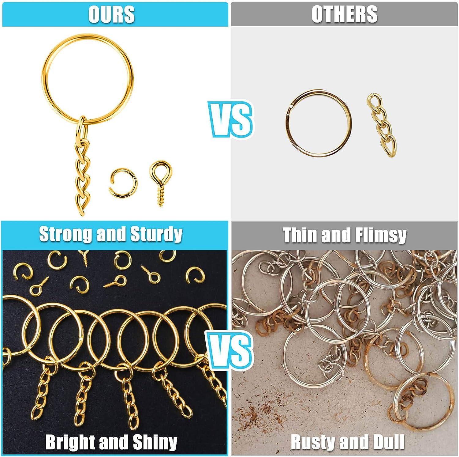 Key Chains Bulk,100Pcs Keychain Rings Metal Key Ring Gold Key Ring with  Chain 25mm Open Jump Ring for Crafts and Jewelry Making