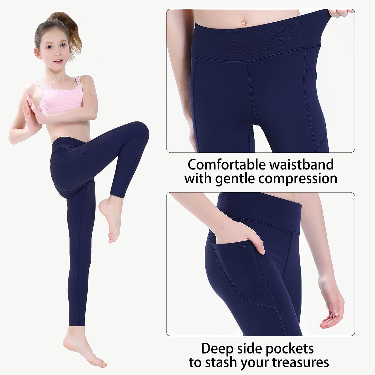 Buy Girl's Athletic Leggings with Pockets Youth Compression Dance