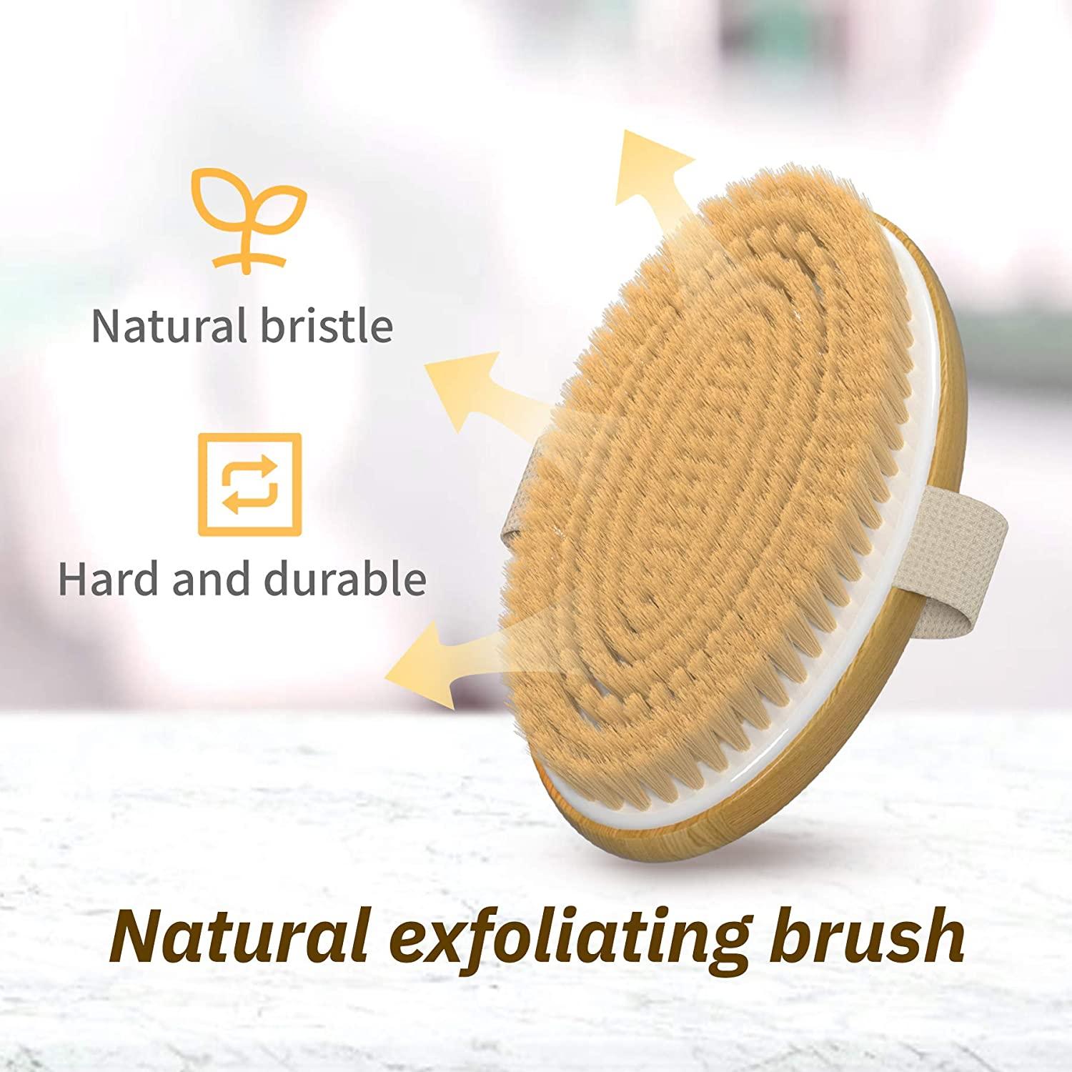 Metene Dry Brush 2 Pack Natural Bristle Body Exfoliating Scrub for