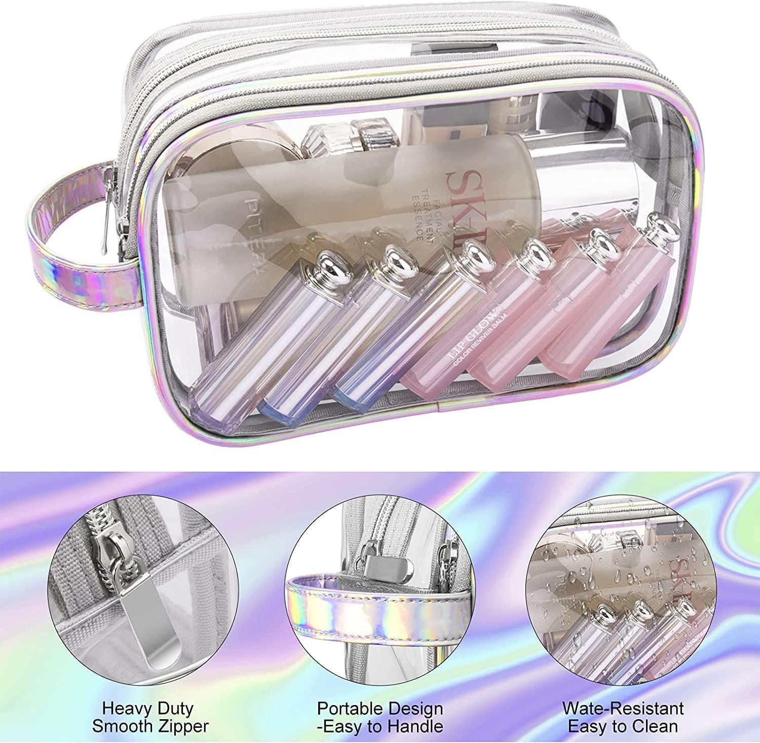  Clear Makeup Bag Double Layer Two Sided With Zipper
