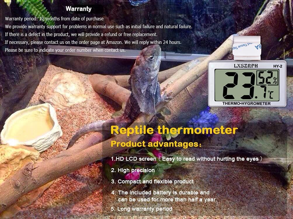 GXSTWU Reptile Hygrometer Thermometer LCD Display Digital Reptile Tank