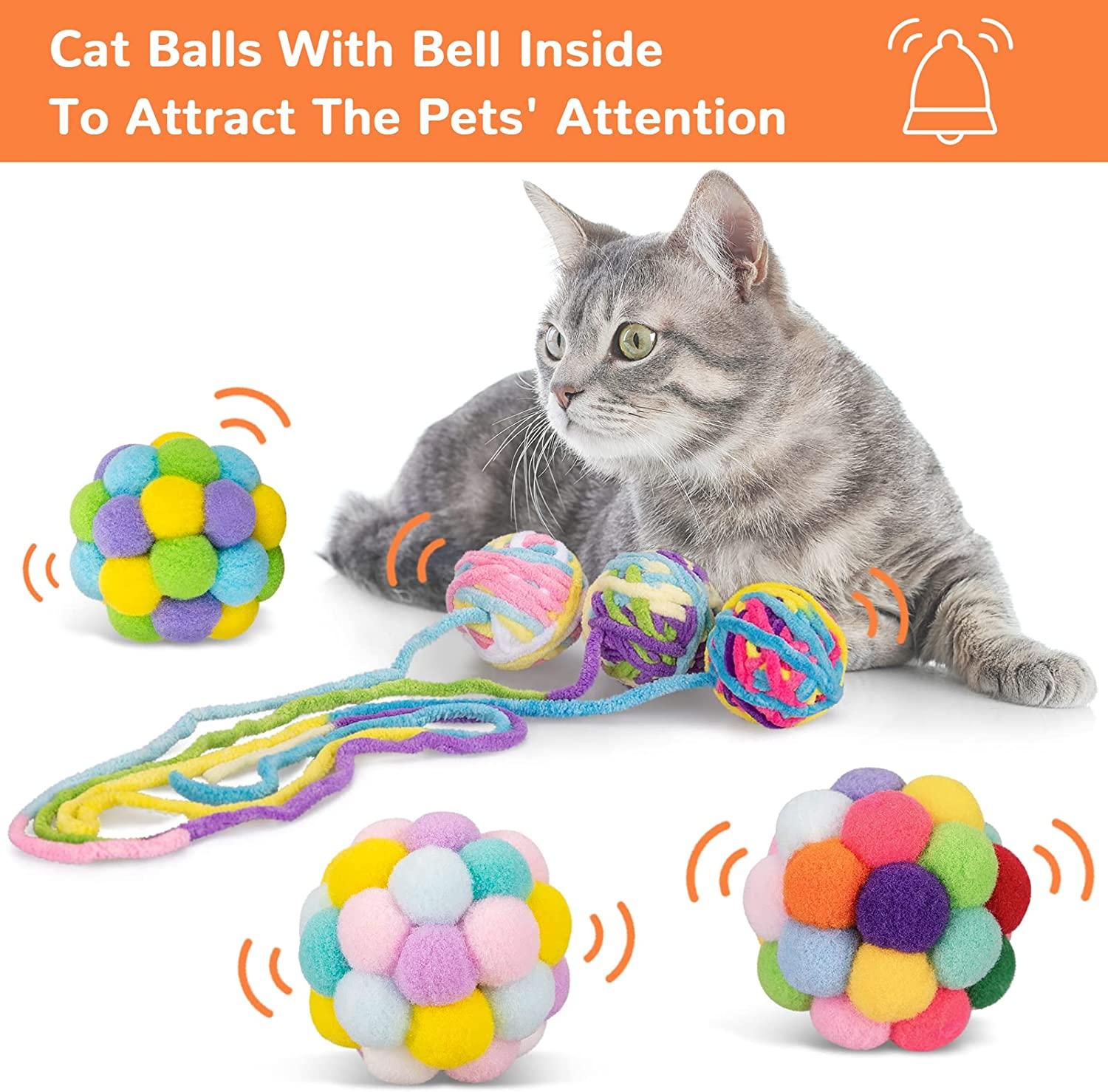 Cat Toys,wool Ball,hanging Ball With Built-in Bell Promotes