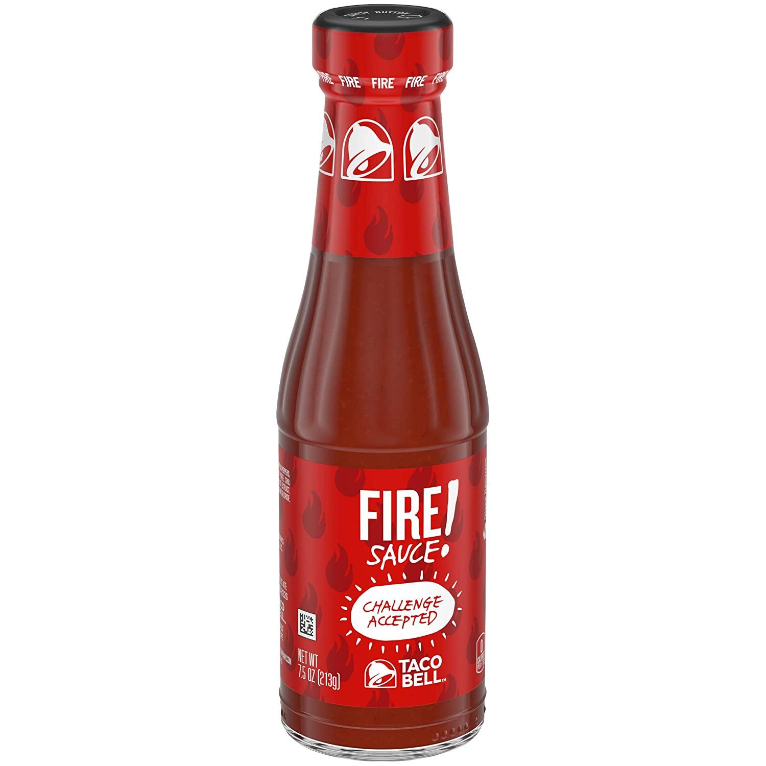 Taco Bell Fire Sauce Glass Bottle 7.5 OZ 3Pack Spicy Tomato Flavor