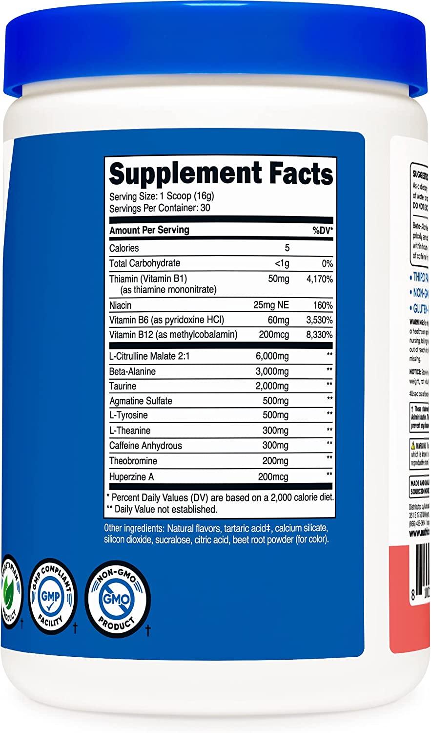 Nutricost PreWorkout Complex Powder Watermelon (30 Serv)